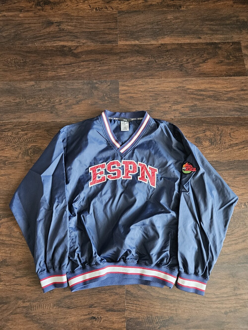 Vintage 90’s ESPN Pullover Windbreaker Jacket Mens Large  Blue V-Neck Athletic